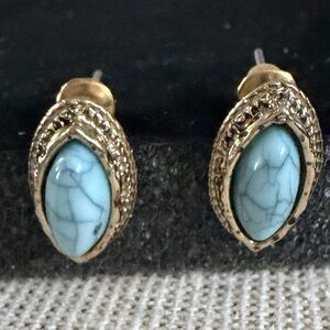 Gold and Turquoise Stud Earrings
